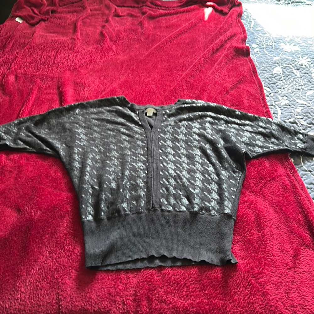 New York & Company Houndstooth Black Sweater